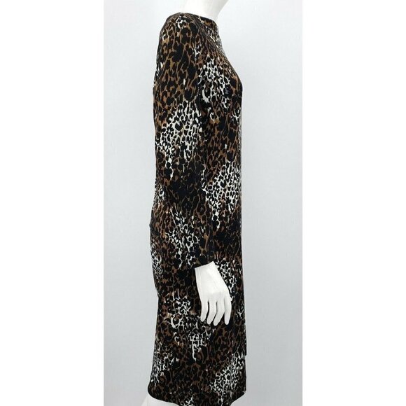 Vintage Sacony Leopard Print Sheath Dress Bodycon 38 Waist - Picture 3 of 6